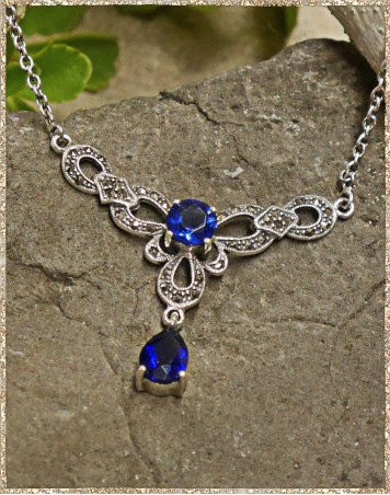 Collier Drachenauge silber blau